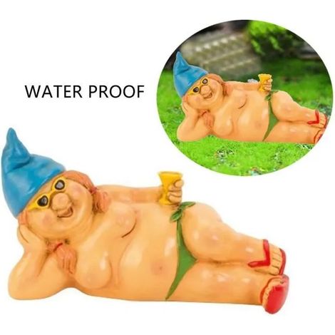 Ornements de pelouse,Nu Nain,Statue de Nain de Jardin en Résine,Statue miniature Noël Décoration,pour Maison,extérieur,Cour,Porche (1/4)