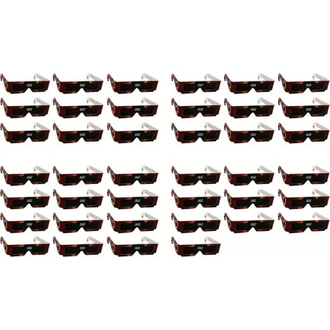 Lunettes d'observation éclipse solaire 2026, design Soleil rouge, certifiées CE et ISO, lot de 40 paires, protection oculaire sûre, filtres solaires homologués, observation sécurisée. (1/5)