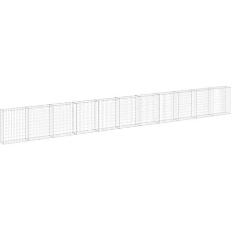 Gabion Wall with Covers Galvanised Steel 900x30x100 cm vidaXL