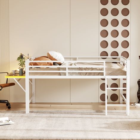MEUBLIV Letto a soppalco 140x200 cm bianco con scrivania LED, senza materasso (1/5)