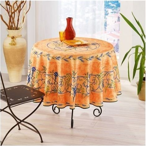 Nappe Provençale Ronde Anti-Tâche Glycine 100% Polyester - orange (1/3)