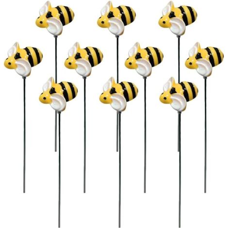 10 Piquets Décoratifs Abeilles avec Ailes Mobiles 30 cm – Ornements Extérieur Naturels pour Jardin, Cour, Balcon – Printemps Été (1/5)