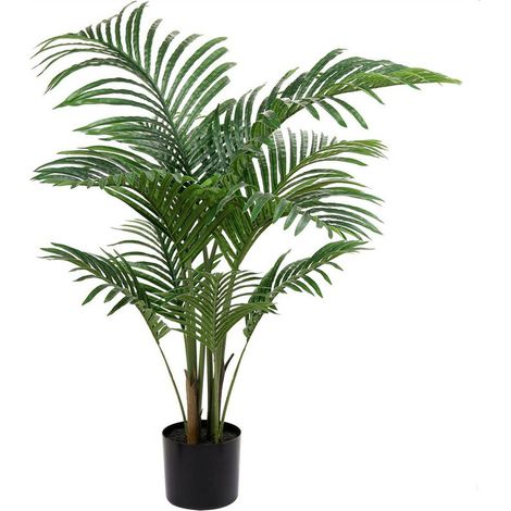 Palmier Artificiel - 110 cm - Pot Noir - PEVA Et Bois Massif - Pour Salon Bureau Chambre - 1 Piece (1/5)