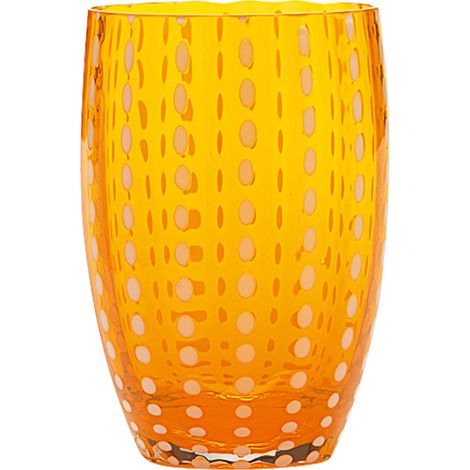 Zafferano Perle Bicchiere Arancione - Vetro Colorato Soffiato a Bocca, 32 cl, Lavorato a Mano - Set da 2 Tumblers Artigianali per Acqua o Cocktail (1/2)
