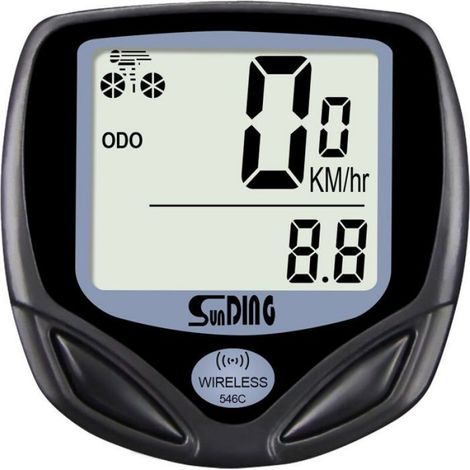Compteur de Vélo Sans Fil, Étanche, LCD Rétroéclairé, Odomètre de Route et Chronomètre - Modèle Versailles (1/5)