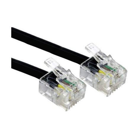 Rs Pro – Câble téléphonique blindé noir 1m – Gaine PVC – Connecteurs RJ11 mâles – Conducteur en cuivre pour connexion stable