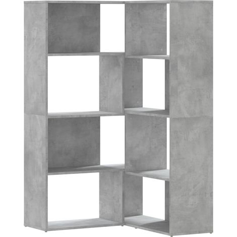 Estantería esquina 4 niveles madera gris hormigón 85x85x140 cm vidaXL