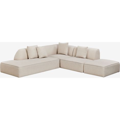 Sofá modular esquinero de 3 piezas con diván izquierdo y puff tapizado Cardea SKLUM              (1/5)
