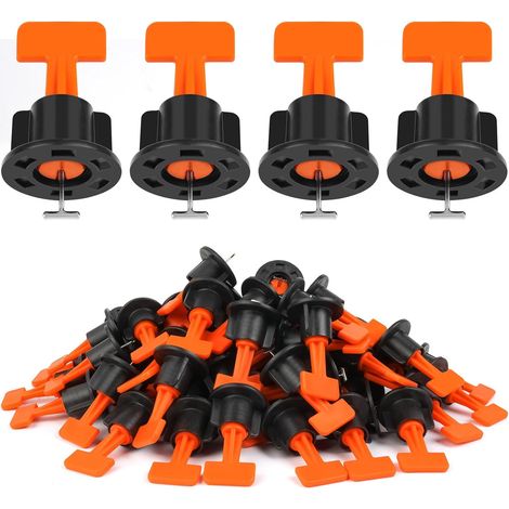 Niveleur de carrelage, 50 pièces, avec 1 clé spéciale, aide à la pose de carrelage pour bricoleurs et professionnels (1/5)