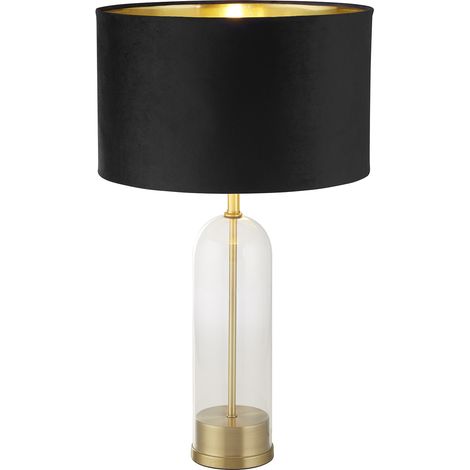 Lampada da tavolo Oxford - Vetro, metallo ottone e paralume in velluto nero (1/5)