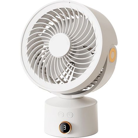 Ventilador de mesa pequeño oscilante para dormitorio，23 cm，3 velocidades，temporizador de 4 horas，recargable，blanco (1/5)