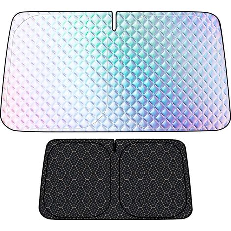 Parasole Auto Parabrezza Pieghevole 145x80 cm, Protezione UV Termica Riflettente, Schermo Solare Auto Motivo Diamante (1/5)