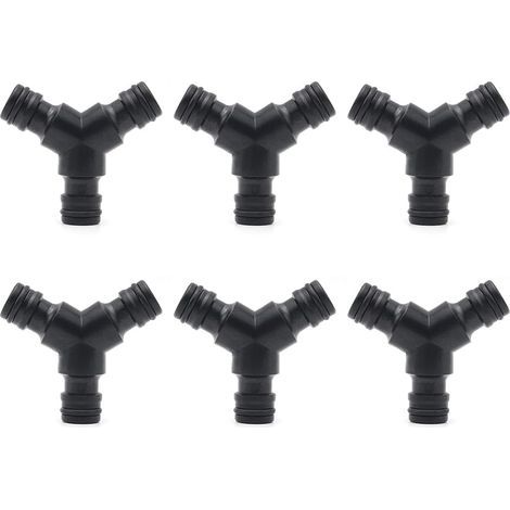 Lot de 6 raccords en Y pour dérivation de tuyau générique à 3 voies - Répartiteur d'eau rapide - Pour connecteur Grdena - Raccord de dérivation de tuyau (1/4)
