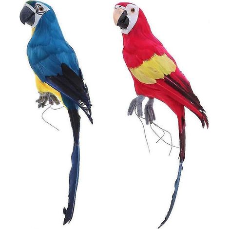 Set di 2 statuette di pappagallo artificiali, un'idea creativa per decorare il giardino e la casa. (1/5)