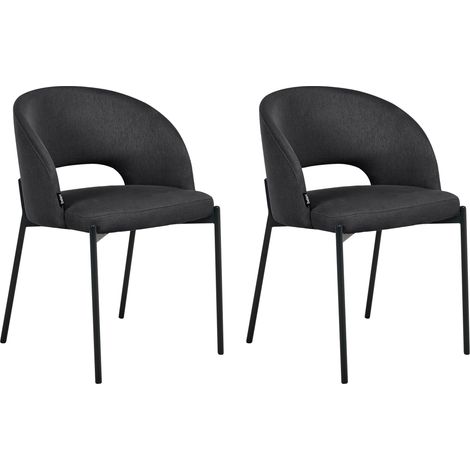 Conjunto de 2 sillas de comedor tapizado de tela respaldo redondo recortado negro Penny (1/5)