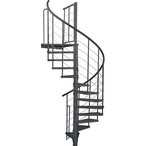 Minka Außenspindeltreppe Spino Zink Color 38 - 305,5cm Geschosshöhe Anthrazit 160cm Durchmesser
