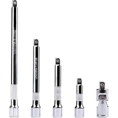 4 Pcs Rallonge Cliquet 1/4", Rallonges Douille Longue 1/4", Rallonge Visseuse pour Douilles à Impact pour Clés à Cliquet (50 mm, 75 mm, 100 mm, 150 mm), avec 1 Adaptateur (1/5)