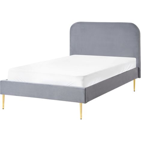 Bett mit Lattenrost Samtstoff FLAYAT 120 x 200 cm Grau