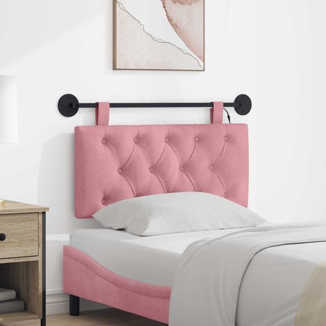Tête de lit suspendue LED en velours rose, rembourrée, 100 x 55 x 7 cm - PANGIVO (1/5)