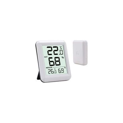Thermomètre Intérieur et Extérieur, Thermomètre Connecté avec Capteur Extérieure sans Fil, Thermomètre Hygrometre Numérique avec Grand Ecran LCD, Commutateur ℃/℉, pour Bureau, Maison, Chambre (1/5)