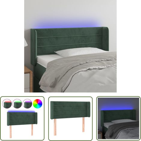 The Living Store Tête de lit à LED Vert foncé 83x16x78/88 cm Velours - Tête De Lit Led - Tête De Lit Velours - Tête De Lit Moderne - Éclairage Led - Têtière De Lit (1/5)
