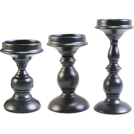 Porte-Bougie Noir Chandeliers Noirs Décor de Table 3 Pièces Décorations Effrayantes d'Halloween pour Maison Église Ferme Hôtel Noël Mariage Action de Grâces (1/5)