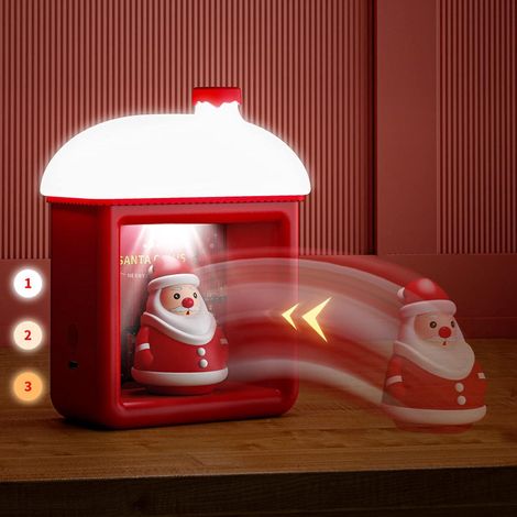 Nachtlicht für Kinder, Nachttischlampe mit USB-Anschluss, beleuchtetes Haus mit 3D-Weihnachtsmannfigur, 3 Helligkeitsstufen, Magnetschalter, wiederaufladbares Nachtlicht, Babyzimmerdekoration (1/5)