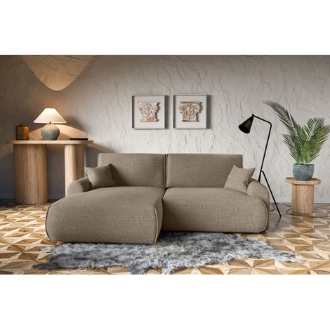 Divano letto angolare sinistro con vano contenitore Noboo in marrone direttamente dal produttore, consegna e installazione gratuite (1/5)