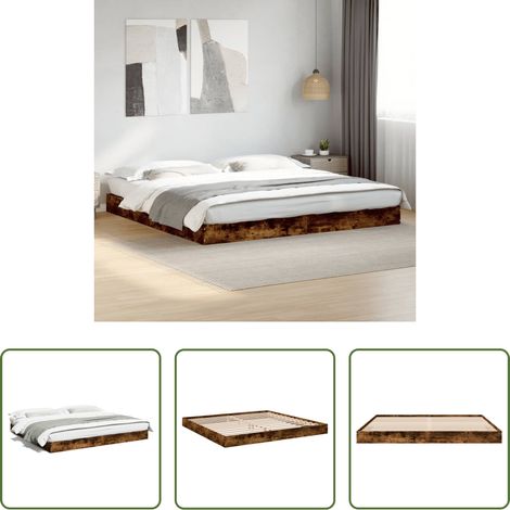 Lit chêne -  Cadre de lit sans matelas chêne fumé 180x200 cm (1/5)