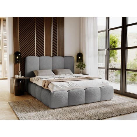 Lit rembourré avec rangement 120x200 bouclé gris foncé Galli (1/5)