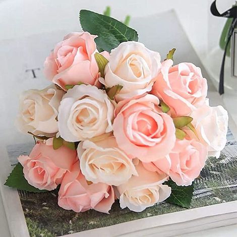 Bouquet de 24 roses artificielles en soie avec tige-AquaForge (1/5)