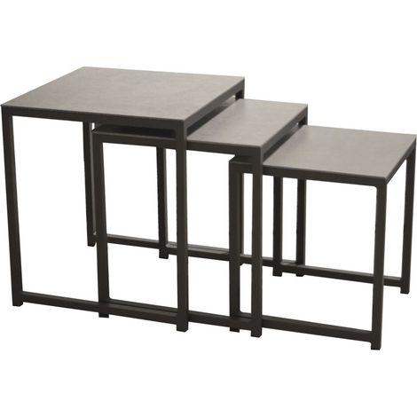PROLOISIRS Table basse de jardin Gigogne lot de 3 - grey (1/3)