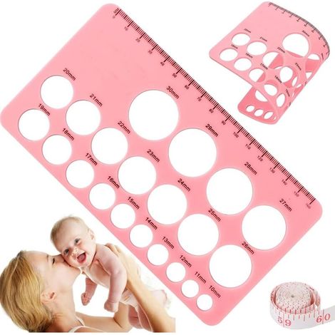 Règle de Mesure pour Mamelons,Mesure de la Taille des Mamelons en Silicone,Outil de Mesure de la Taille des Mamelons avec 15m de Ruban à Mesurer,Doux et élastique pour le Post-Partum pour les Mères (1/5)