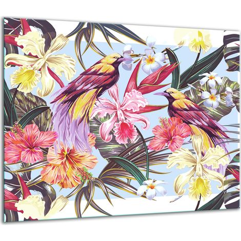 PLAQUE DE PROTECTION EN VERRE POUR CUISINIÈRE 60x52 FLEURS (1/5)