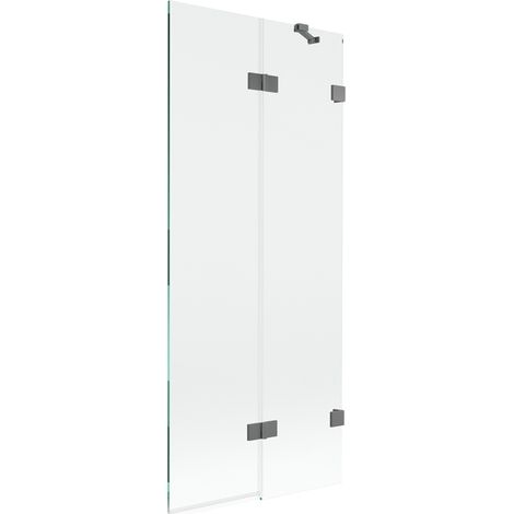 Mexen Lunar paravent de baignoire 2-volets droit 80 x 150 cm, transparent, gun metal - 897-080-100-95-00-P (1/5)