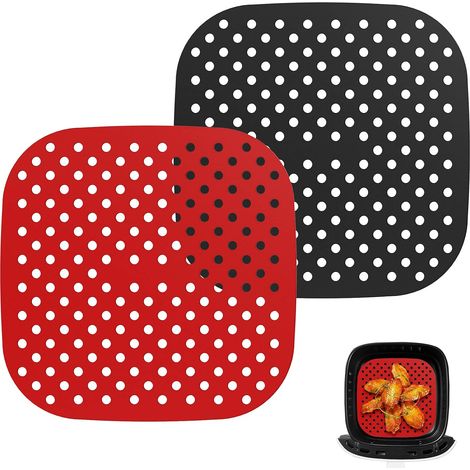 Lot de 2 doublures de friteuse à air réutilisables, tapis de panier de friteuse à air carré de 21,6 cm, antiadhésifs (1/5)