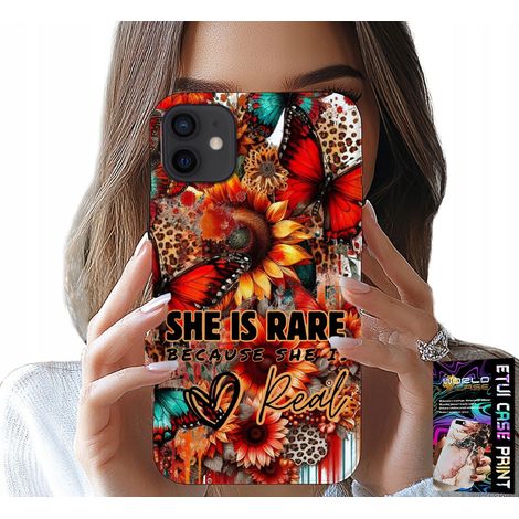 Custodia per iPhone 12 - SHE IS rare, girasoli, fiori, farfalle (1/5)