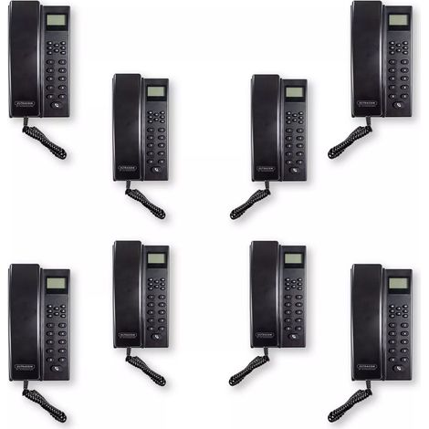 Interphone de bureau sans-fil 300 mètres - 8 Stations d'appel noires alimentées et/ou autonomes (avec écran LCD) (1/5)