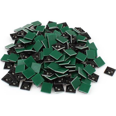 Câble Auto-adhésifs Carrés Supports de Fixation 12 x 12 mm, 200 pièces Noir (1/2)