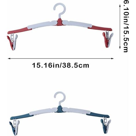 Grucce pieghevoli, grucce portatili in plastica, grucce pieghevoli girevoli a 360°, grucce pieghevoli antiscivolo, grucce salvaspazio per famiglia, viaggi, auto e campeggio (rosso, blu) (1/4)