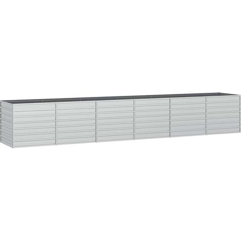 Garden Raised Bed 480x80x77 cm Galvanized Steel Silver vidaXL