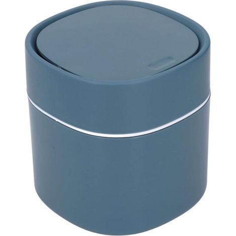 Poubelle de table avec couvercle – Poubelle compacte 2L en ABS pour bureau, chambre, salle de bain – Dimensions 13 x 14 cm – Couleur bleu marine (1/5)