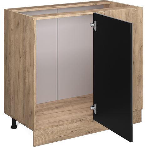 Mobile ad angolo cucina R-Line, Nero lucido, 86 cm senza piano di lavoro, Vicco (1/4)