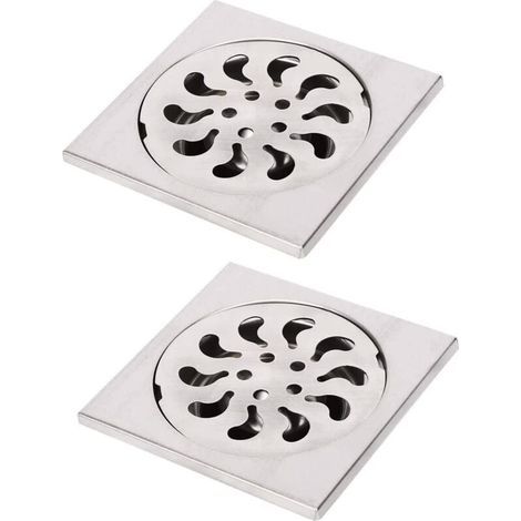 2 piezas de desagüe de suelo de acero inoxidable, rejilla de ducha cuadrada, filtro de ducha, recogedor de pelo para baño, 90x90x30 mm (1/4)