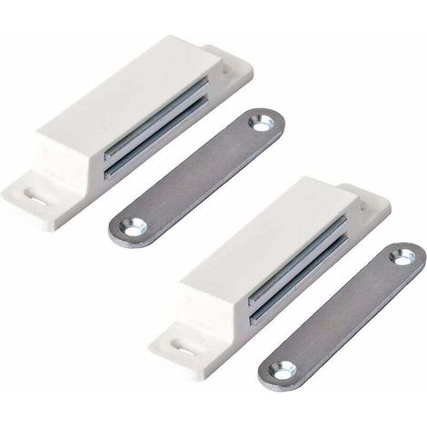 Aimant Porte Placard, Ferme Porte Magnétique Extra Forte - Force de maintien 13kg - Lot de 2 en blanc – Porte de Placard - pour portes, meubles, tiroirs.