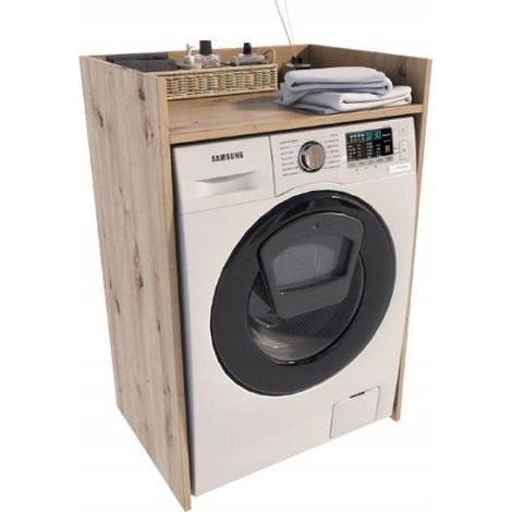 Waschmaschinenschrank fürs Badezimmer, Eiche, handwerklich gefertigt, 66 x 51,8 cm, MK-Schrankregal (1/4)