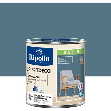 Peinture Murale Toutes Pièces - Satin - 0,5L - Bleu Madura - Ripolin (1/5)