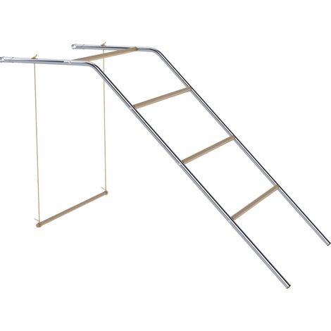 Aire de jeux pour poules en bois avec 4 perchoirs et balançoire réglable, compatible avec enclos Ø25 mm, 82 x 150 x 110 cm, argent - CHICFURN (1/5)