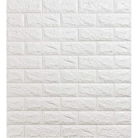Panneaux Muraux 3D Auto-Adhésifs - Revêtement Murale Pierre - Installation Rapide Sur Surface Lisse - 1 Pièce Blanc