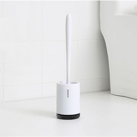 Silicone, ensemble de porte-brosse de toilette de salle de bain, ensemble de brosse de nettoyage avec brosse à poils doux (sol) (1/4)